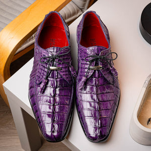 Marco Di Milano Cancun Purple Caiman Crocodile Tail Dress Shoes - Dudes Boutique