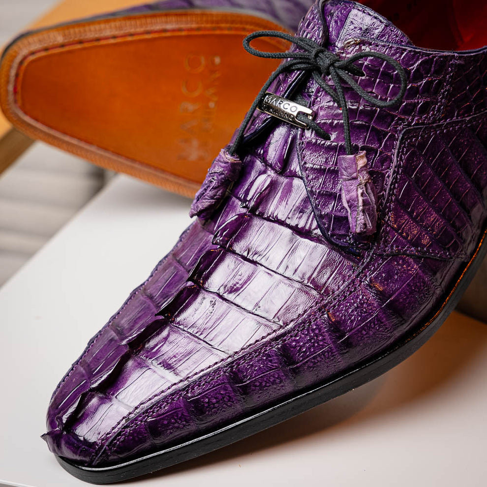 Marco Di Milano Cancun Purple Caiman Crocodile Tail Dress Shoes - Dudes Boutique