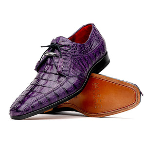 Marco Di Milano Cancun Purple Caiman Crocodile Tail Dress Shoes - Dudes Boutique