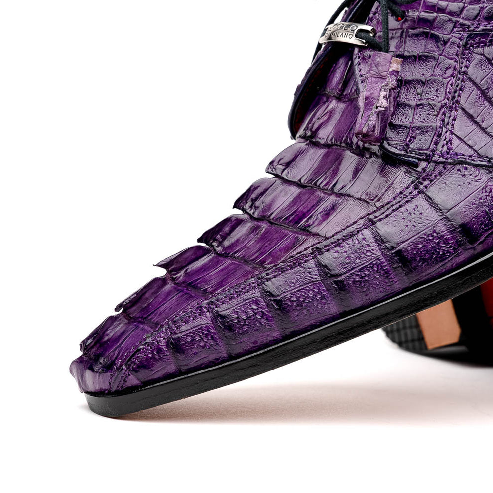 Marco Di Milano Cancun Purple Caiman Crocodile Tail Dress Shoes - Dudes Boutique