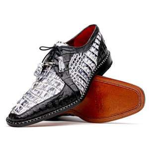 Marco Di Milano Caribe Black Caiman Crocodile Tail Dress Shoes - Dudes Boutique