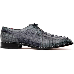 Marco Di Milano Caribe Dark Gray Caiman Crocodile Tail Dress Shoes - Dudes Boutique