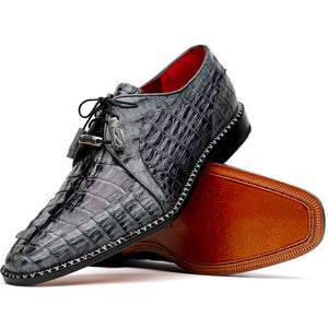 Marco Di Milano Caribe Dark Gray Caiman Crocodile Tail Dress Shoes - Dudes Boutique