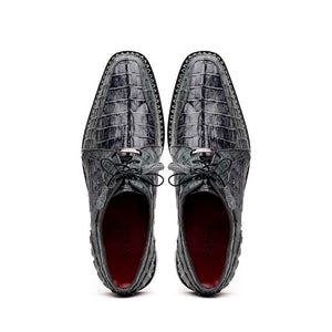 Marco Di Milano Caribe Dark Gray Caiman Crocodile Tail Dress Shoes - Dudes Boutique