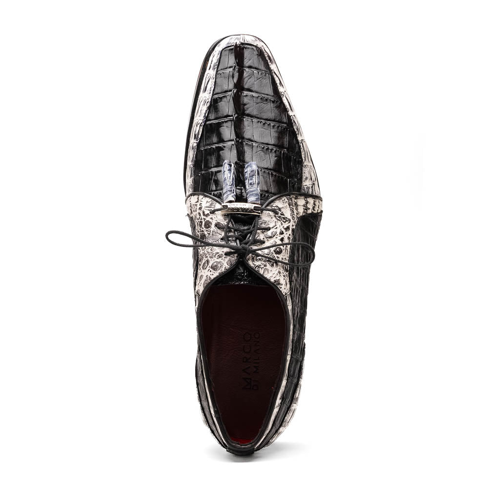 Marco Di Milano Caribe Black / Newspaper Caiman Crocodile Tail Dress Shoes - Dudes Boutique