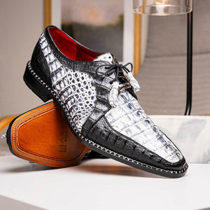 Marco Di Milano Caribe Black Caiman Crocodile Tail Dress Shoes - Dudes Boutique