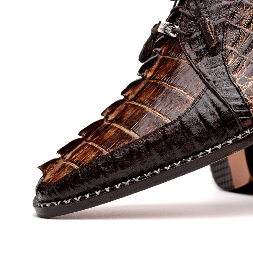 Marco Di Milano Caribe Brown Caiman Crocodile Tail Dress Shoes - Dudes Boutique