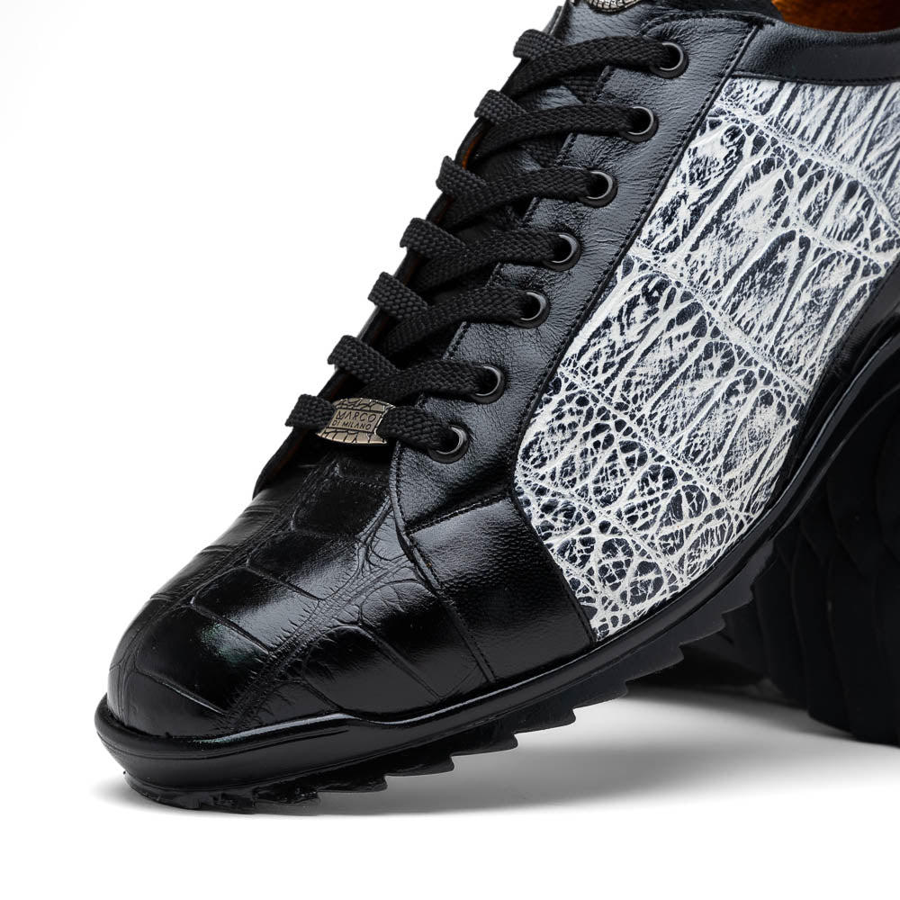 Marco Di Milano Cairo Black/White Alligator Sneakers - Dudes Boutique