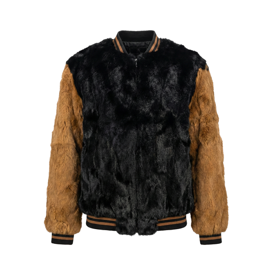 Kashani Men's Black / Whisky Rabbit Baseball Jacket