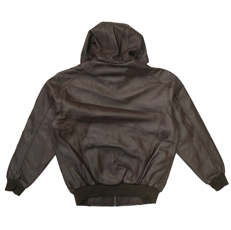 Kashani Chocolate Brown Hooded Lambskin Bomber Jacket - Dudes Boutique