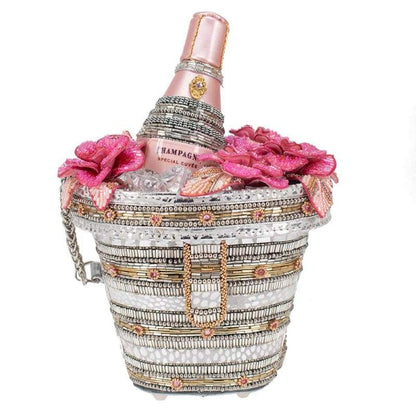 Mary Frances Champagne On Ice beaded handbag shaped like a champagne bucket