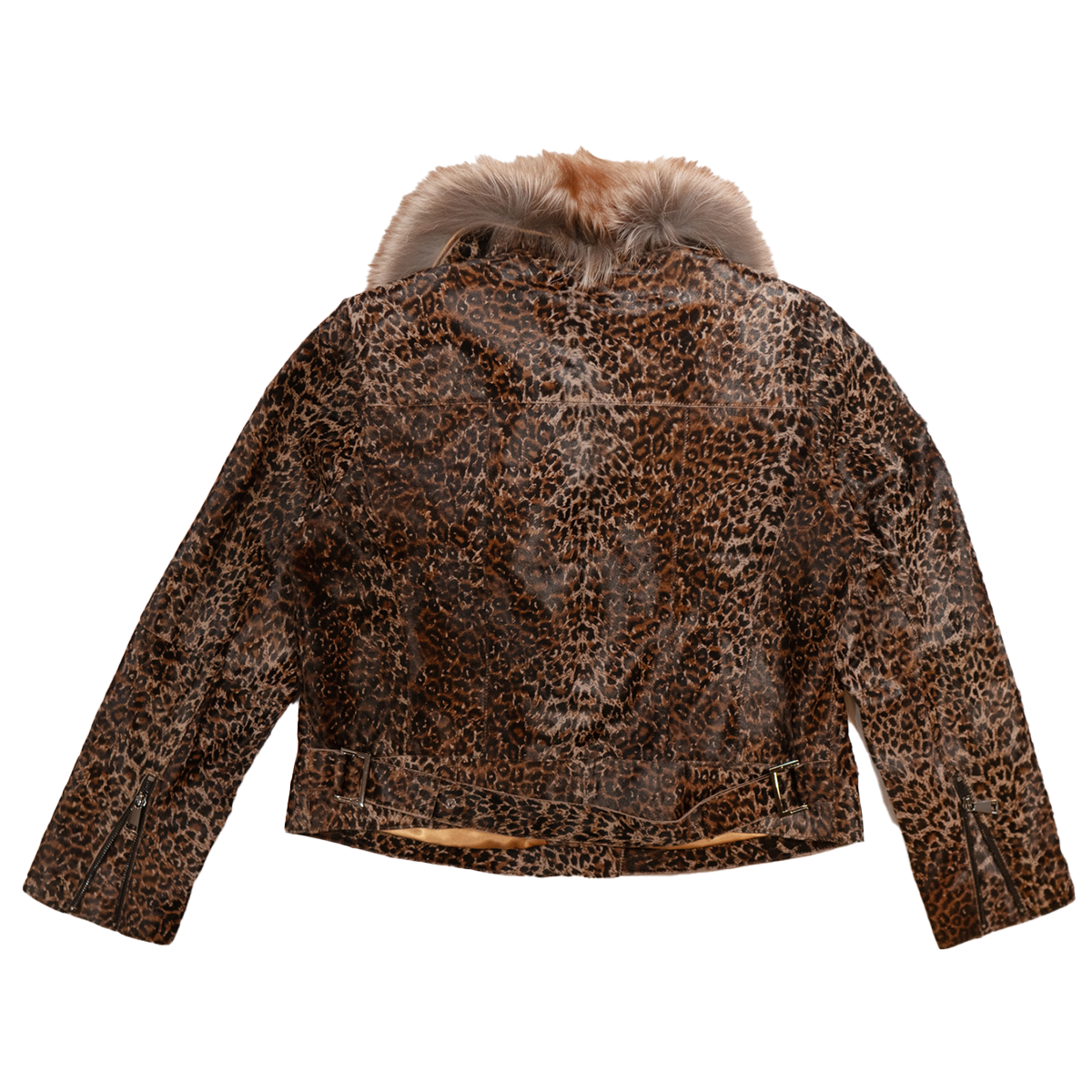 Kashani Women's Leopard Cavalino Pony Hair Cropped Biker Jacket - Dudes Boutique