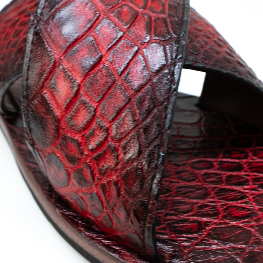 Marco Di Milano Elio Hand Painted Black Cherry All Over Alligator Sandals - Dudes Boutique