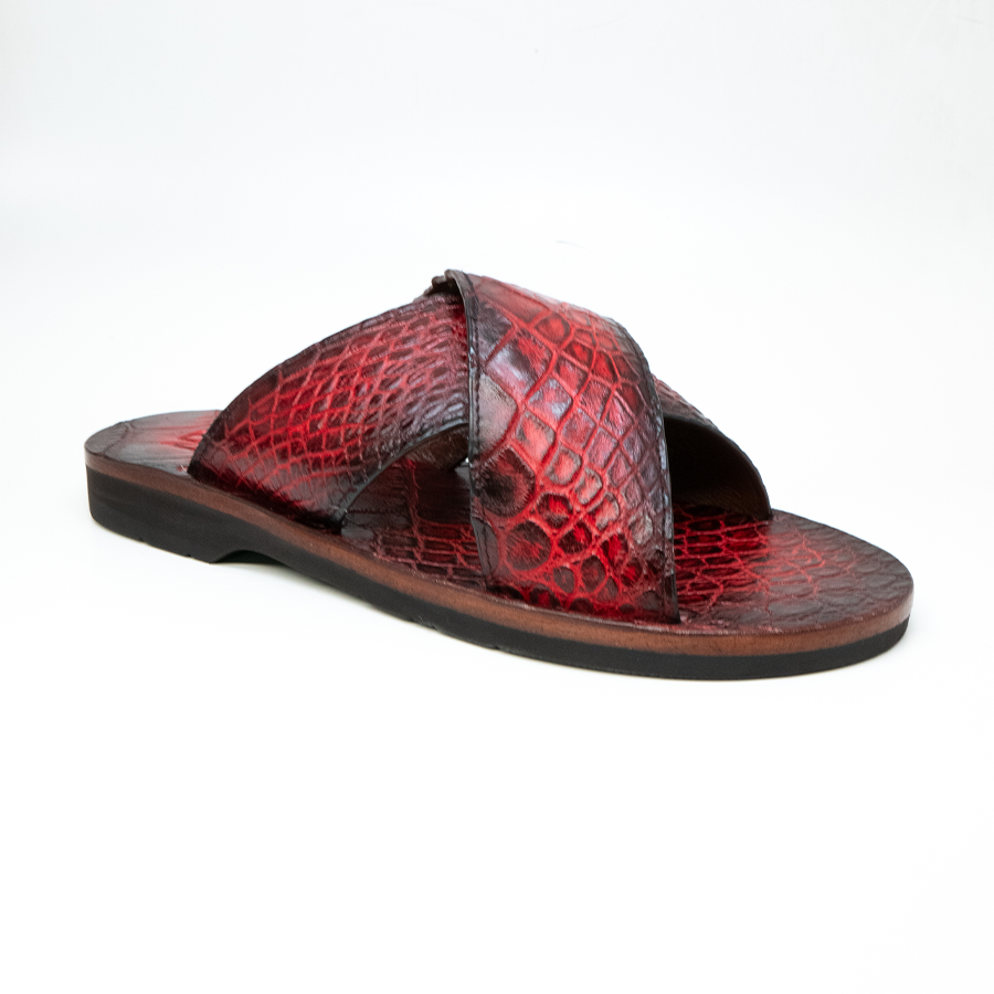 Marco Di Milano Elio Hand Painted Black Cherry All Over Alligator Sandals - Dudes Boutique