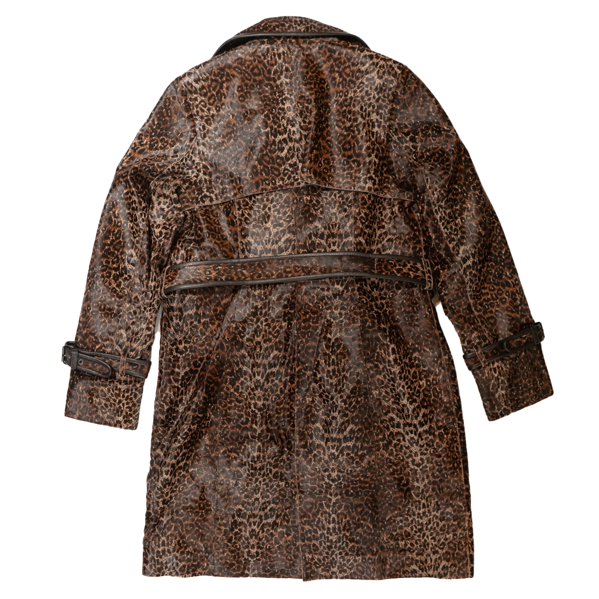 Kashani Women's Camel Leopard Cavalino Pony Hair Trench Coat