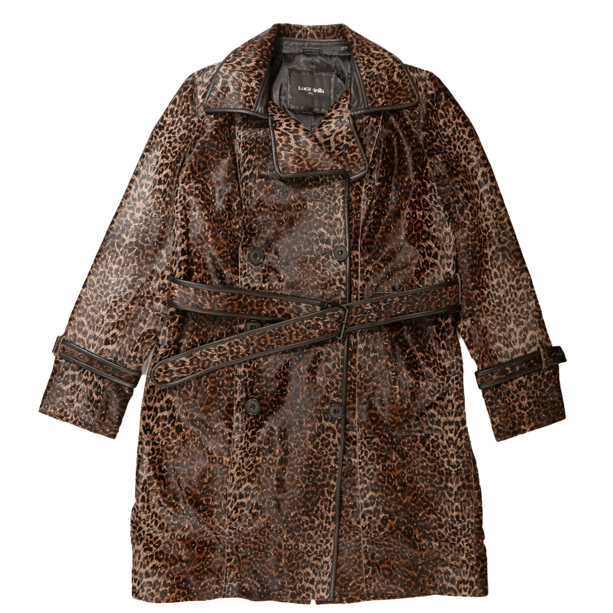 Kashani Women's Camel Leopard Cavalino Pony Hair Trench Coat