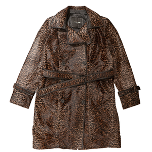 Kashani Women's Camel Leopard Cavalino Pony Hair Trench Coat - Dudes Boutique