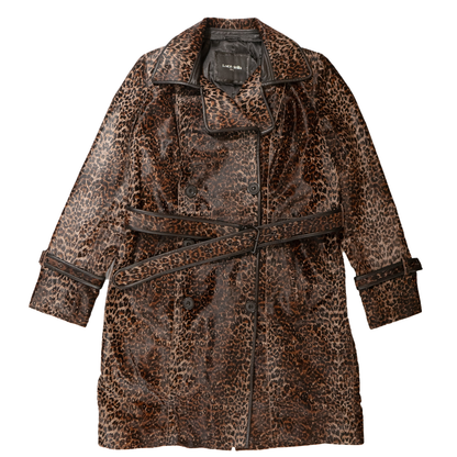 Kashani Women's Camel Leopard Cavalino Pony Hair Trench Coat - Dudes Boutique