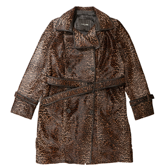 Kashani Women's Camel Leopard Cavalino Pony Hair Trench Coat - Dudes Boutique