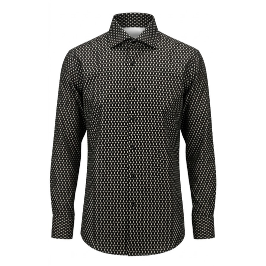 Leoni T808-2 Black Diamond Button Up Shirt