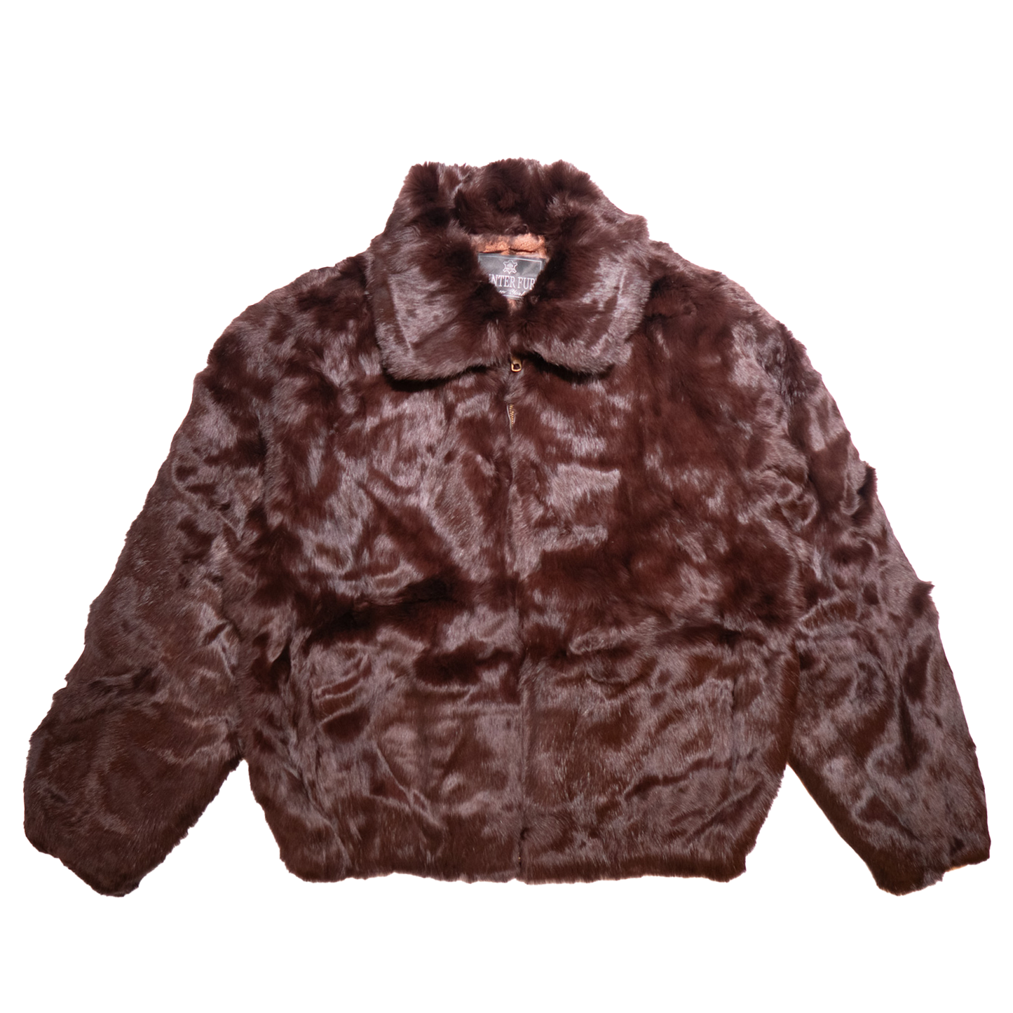 Winter Fur Women's Brown Rabbit Fur Hooded Bomber Jacket - Dudes Boutique