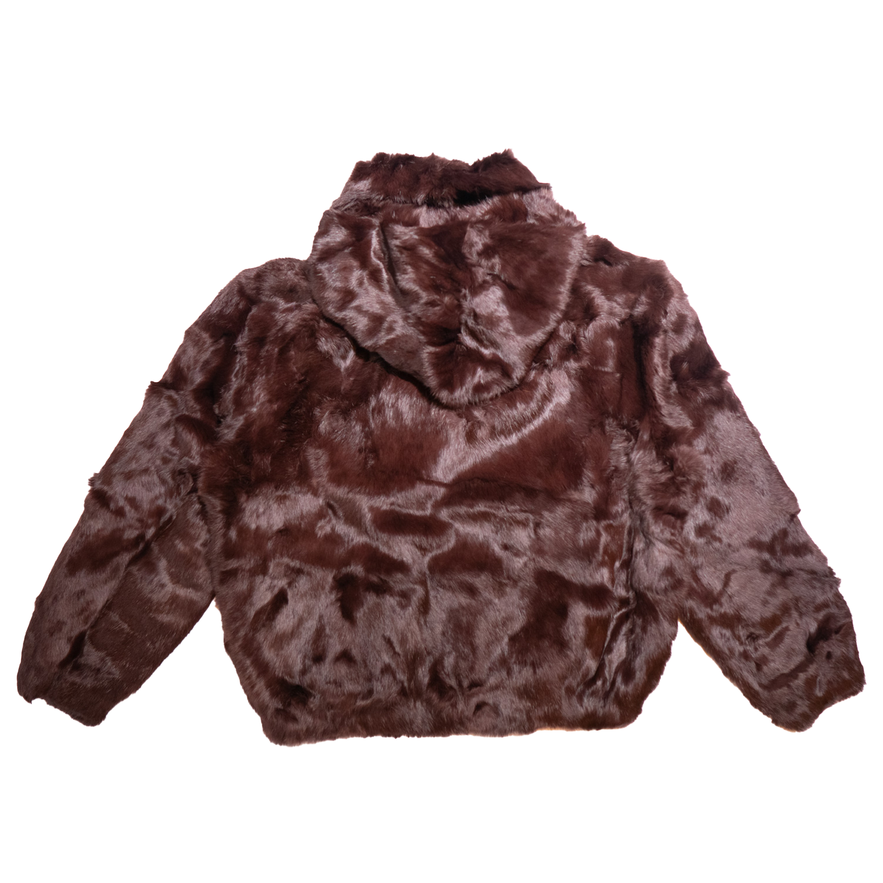 Winter Fur Women's Brown Rabbit Fur Hooded Bomber Jacket - Dudes Boutique