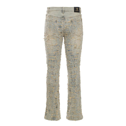 Patchwork Distressed Denim SET - TAN