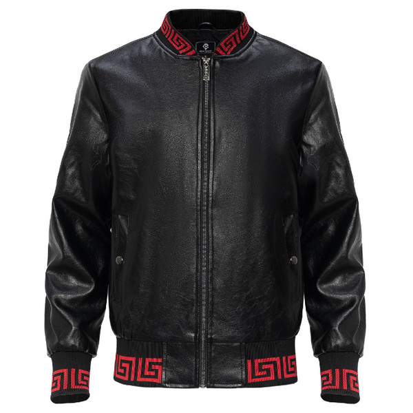 Barocco Red Collar PU Bomber - INSTORE