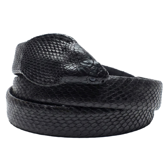Kashani Black Genuine Full Skin Cobra Head Belt