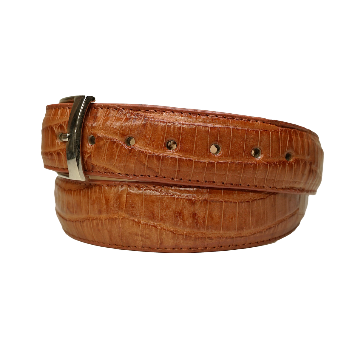 Los Altos cognac caiman crocodile belt