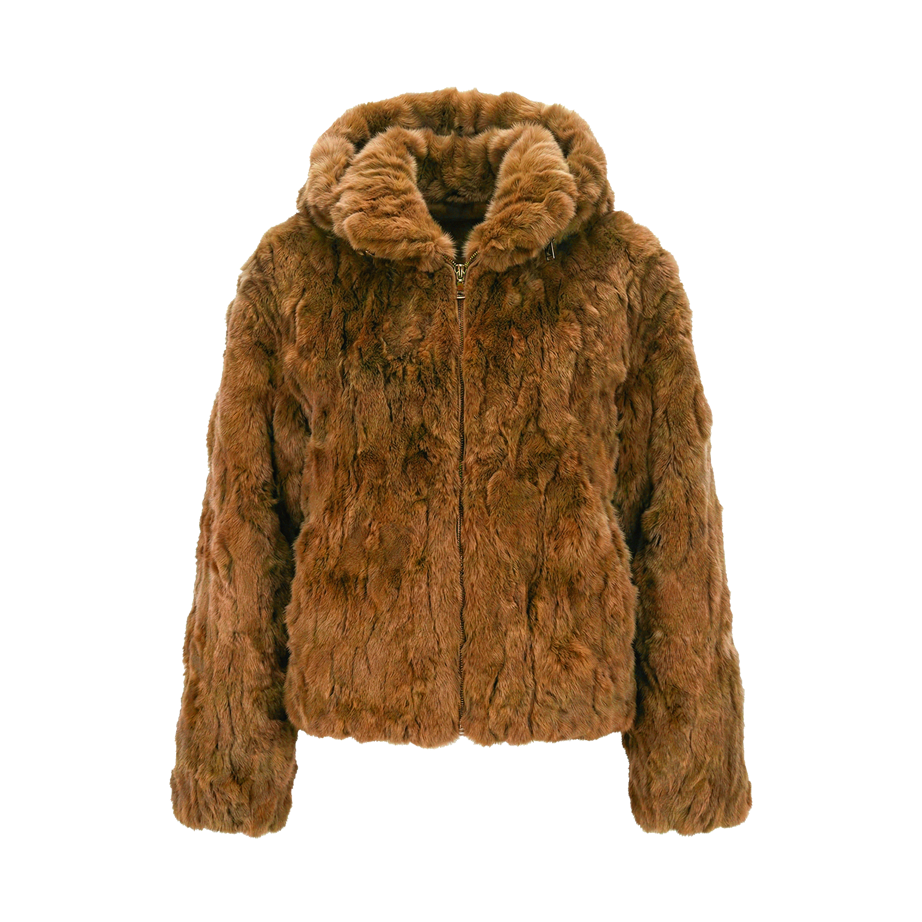 Kashani Cognac Rex Rabbit Fur Bomber Jacket