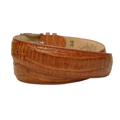 Los Altos cognac caiman crocodile belt