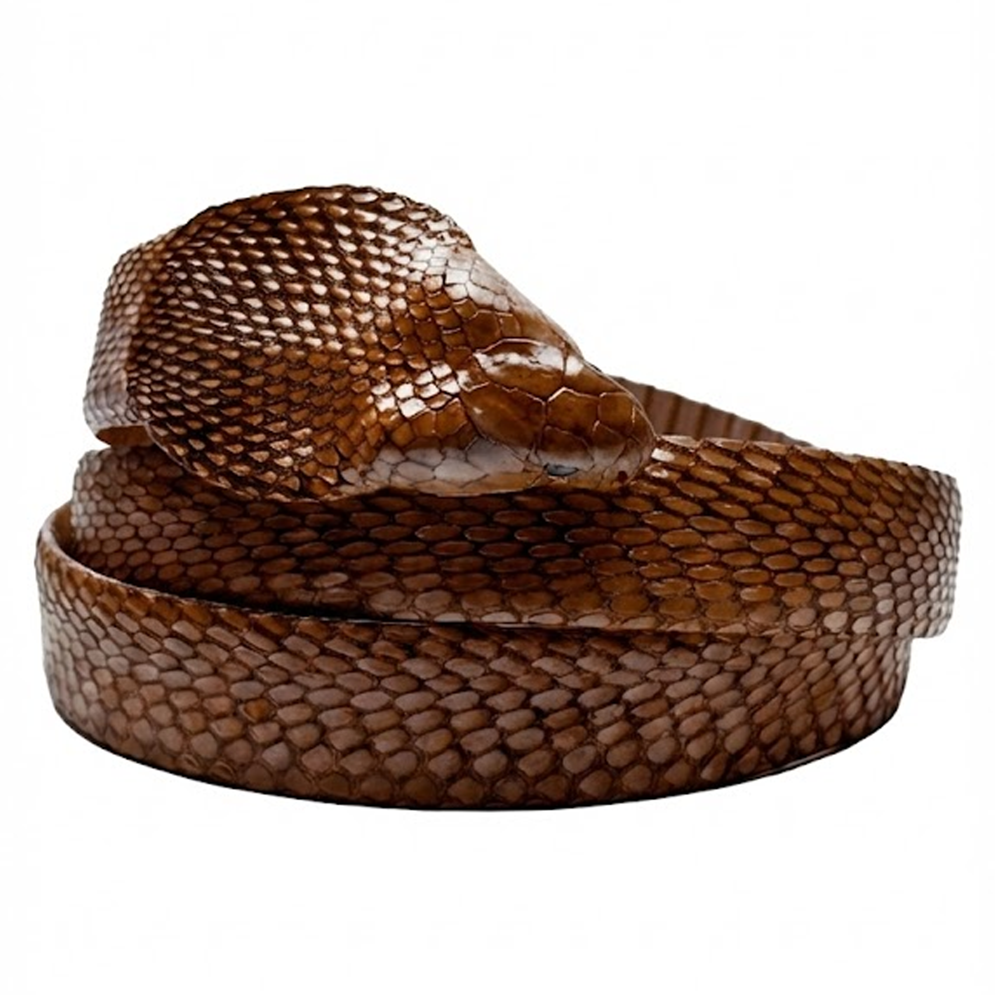 Kashani Cognac Brown Genuine Full Skin Cobra Head Belt