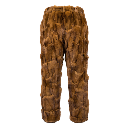 Kashani Men's Cognac Diamond Cut Fox Fur Pants