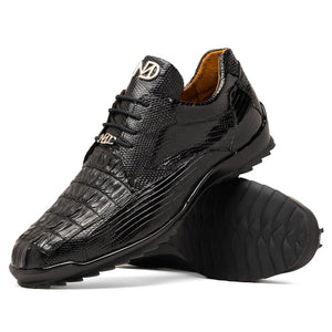 Marco Di Milano Crater Black Crocodile / Lizard Derby Sneakers - Dudes Boutique