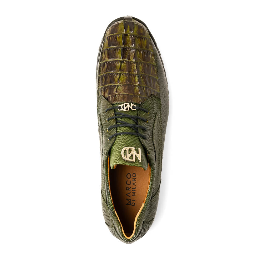 Marco Di Milano Crater Rustic Olive Crocodile / Lizard Derby
