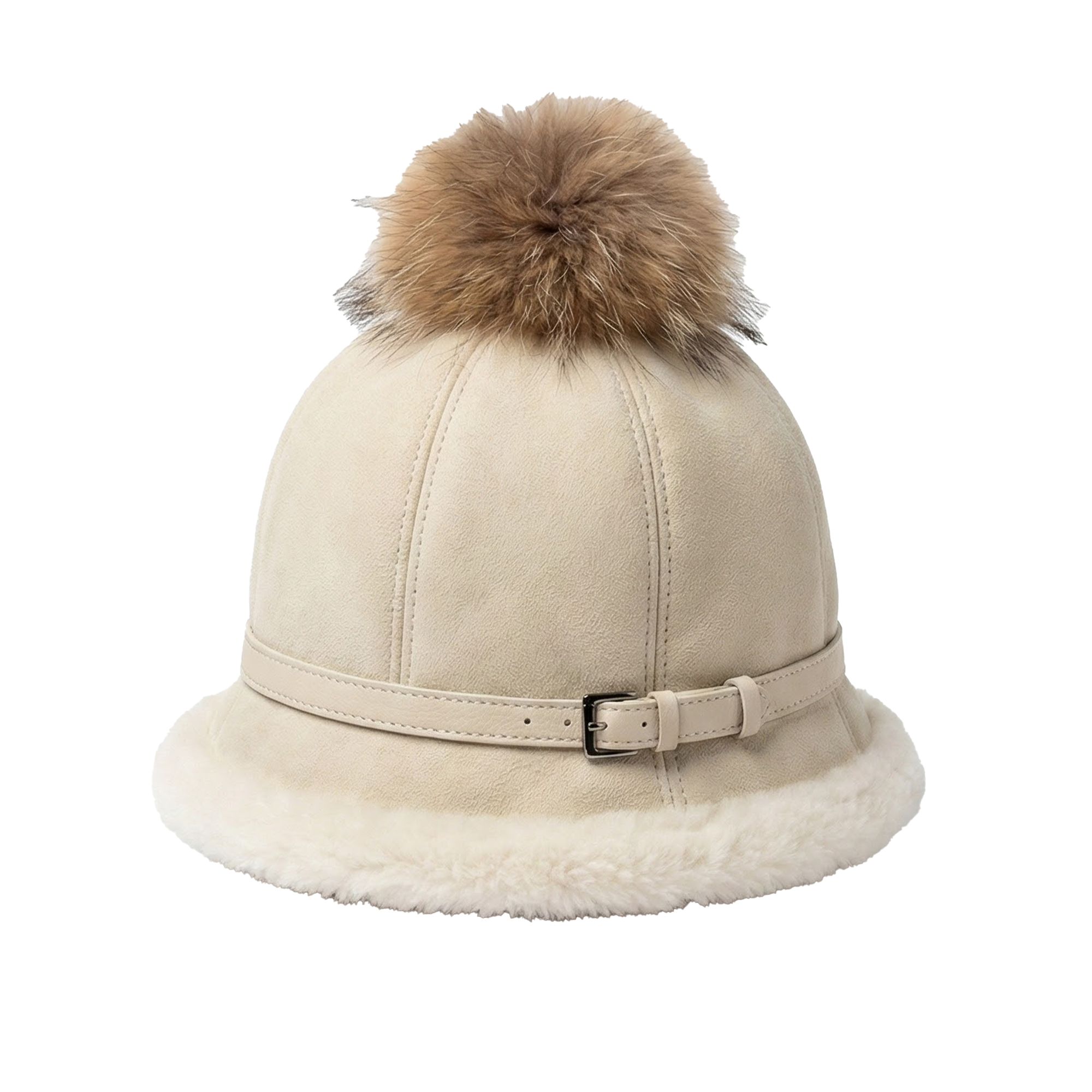 Kashani Cream Pom Pom Shearling Winter Hat