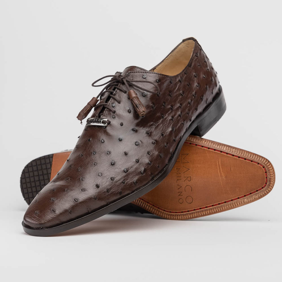 Marco Di Milano Criss Brown Ostrich Quill Dress Shoes - Dudes Boutique