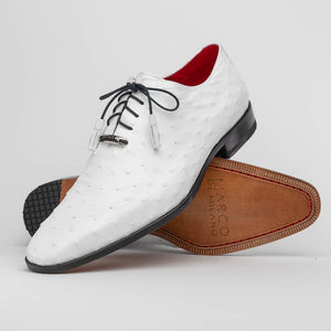 Marco Di Milano Criss White Ostrich Quill Dress Shoes - Dudes Boutique