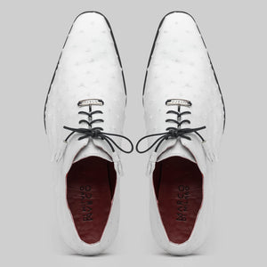 Marco Di Milano Criss White Ostrich Quill Dress Shoes - Dudes Boutique