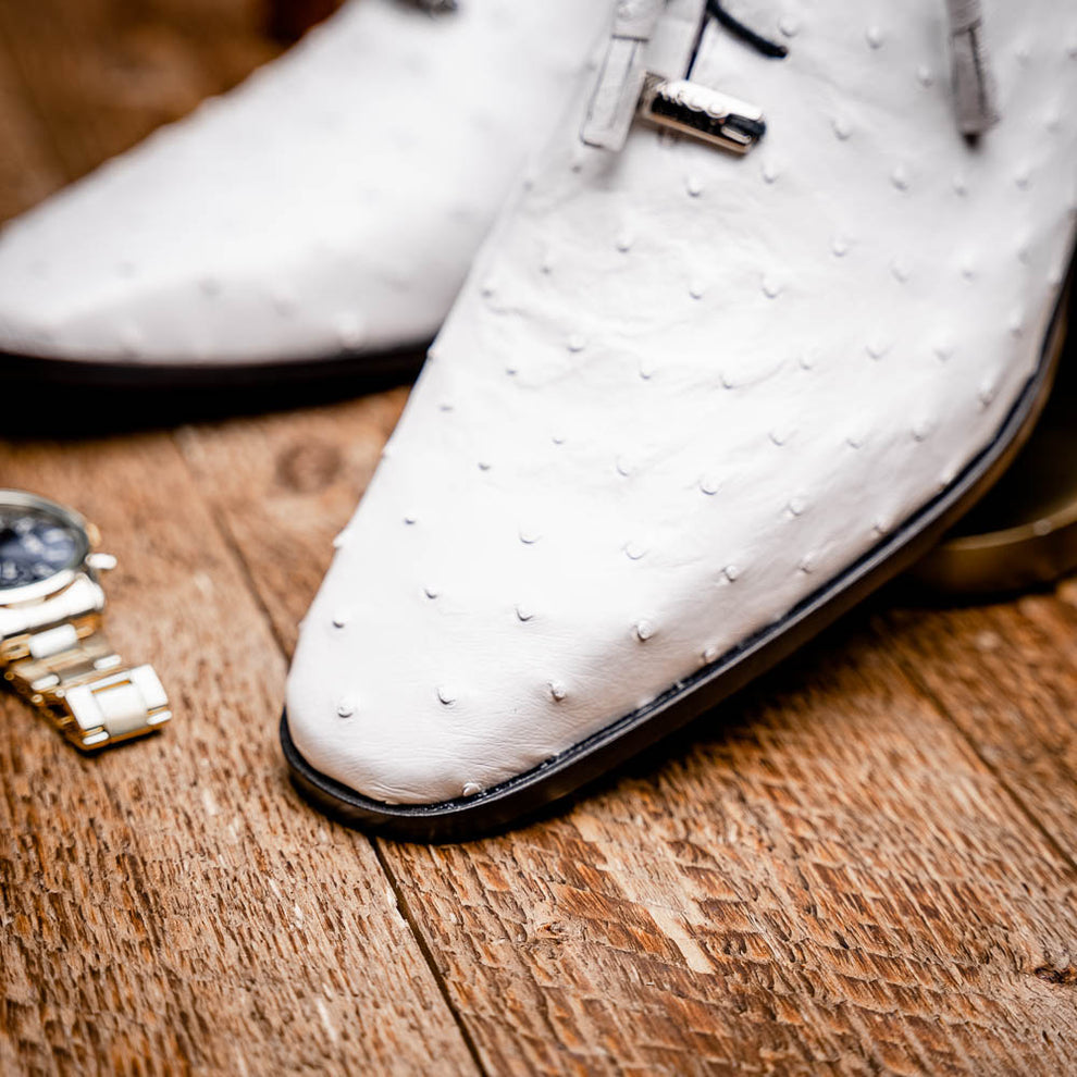Marco Di Milano Criss White Ostrich Quill Dress Shoes - Dudes Boutique