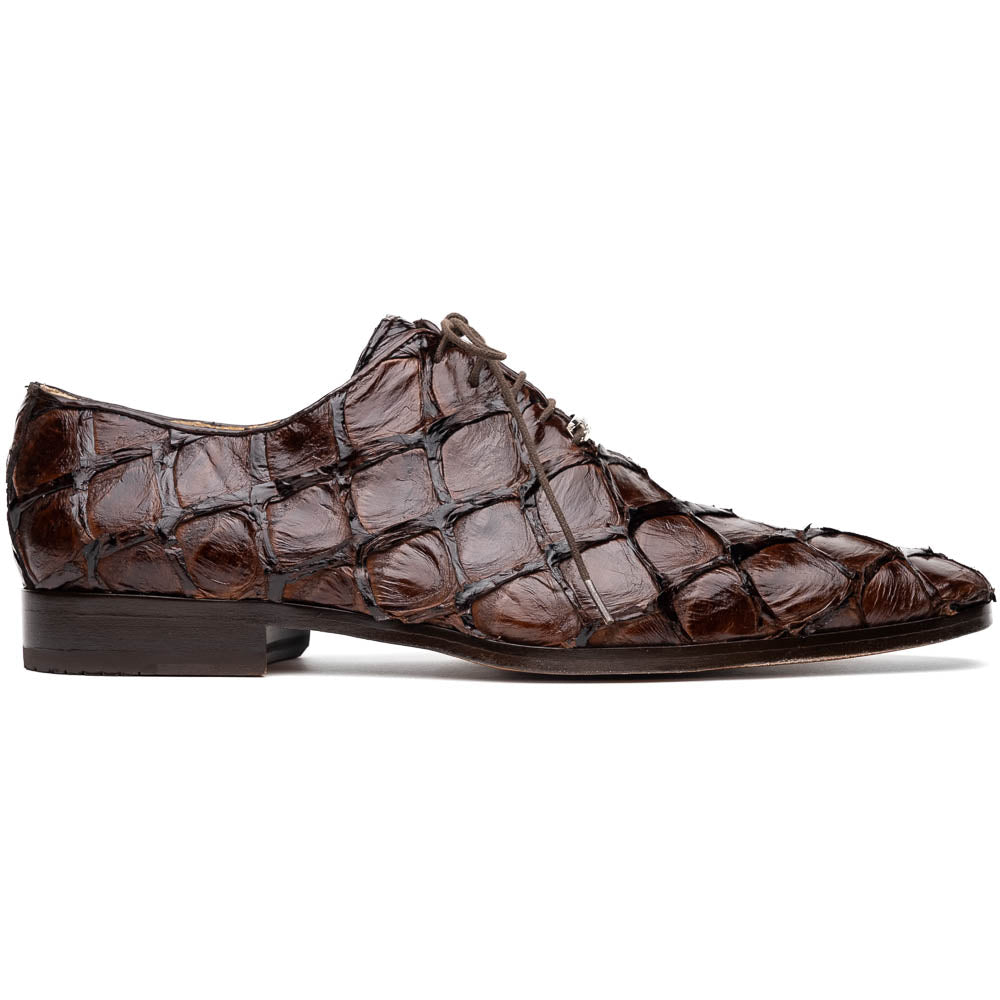 Marco Di Milano Olivieri Brown Pirarucu Oxford Dress Shoes - Dudes Boutique