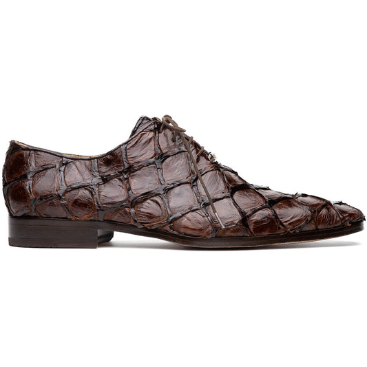 Marco Di Milano Olivieri Brown Pirarucu Oxford Dress Shoes - Dudes Boutique