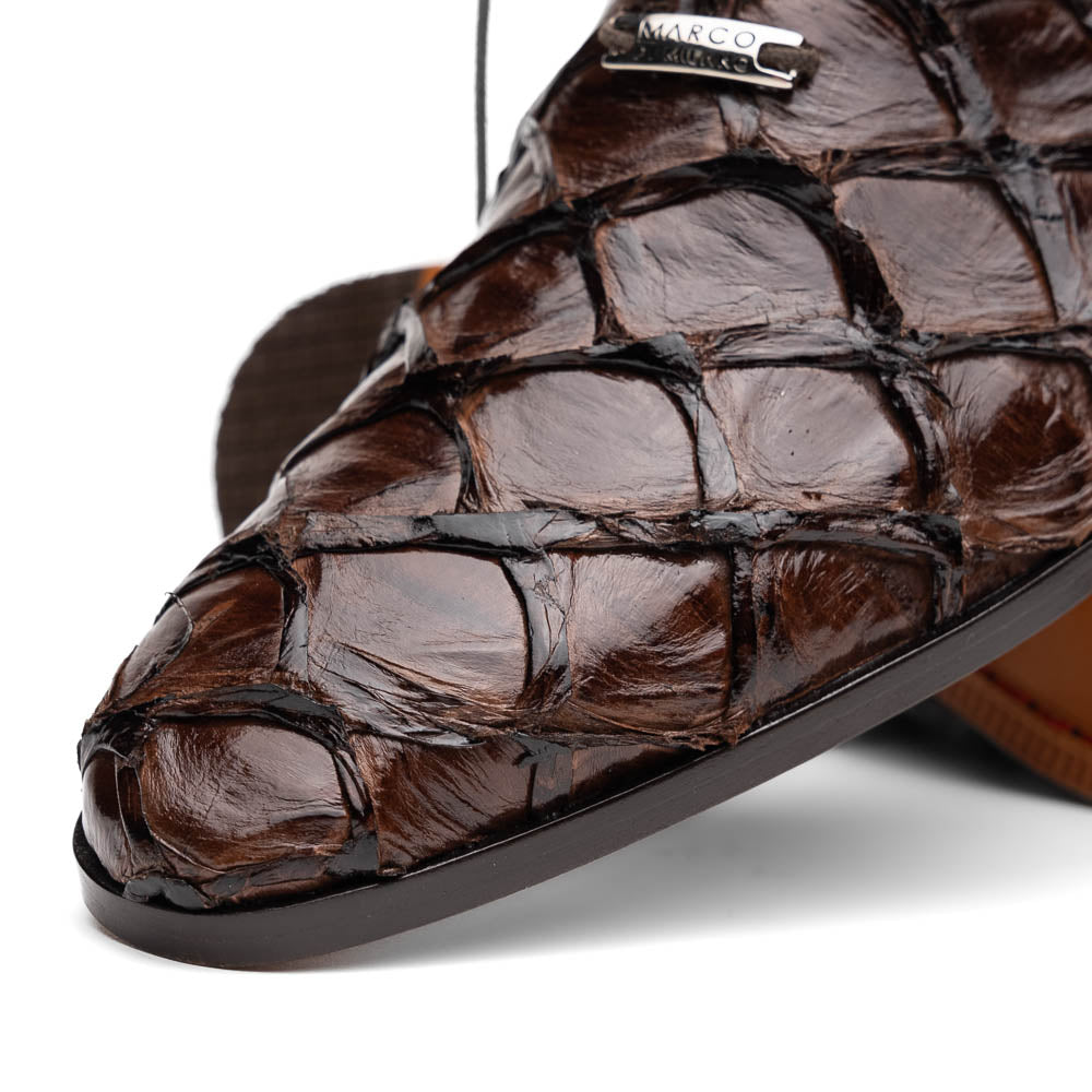 Marco Di Milano Olivieri Brown Pirarucu Oxford Dress Shoes - Dudes Boutique