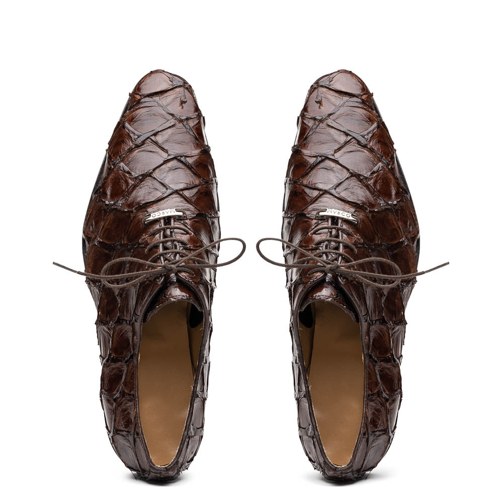 Marco Di Milano Olivieri Brown Pirarucu Oxford Dress Shoes - Dudes Boutique