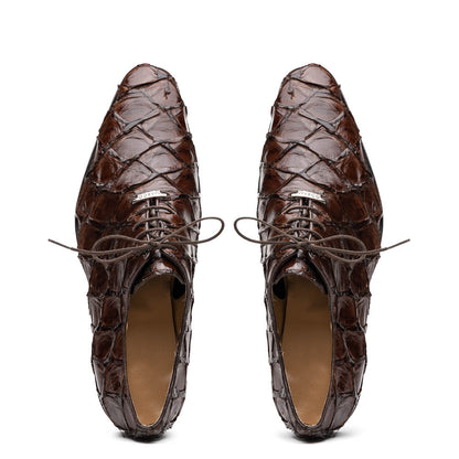 Marco Di Milano Olivieri Brown Pirarucu Oxford Dress Shoes - Dudes Boutique