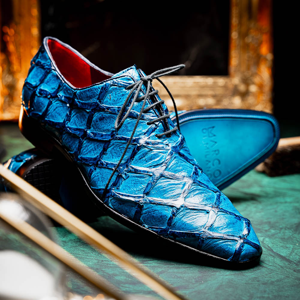 Marco Di Milano Criss Blue Pirarucu Oxford Dress Shoes - Dudes Boutique