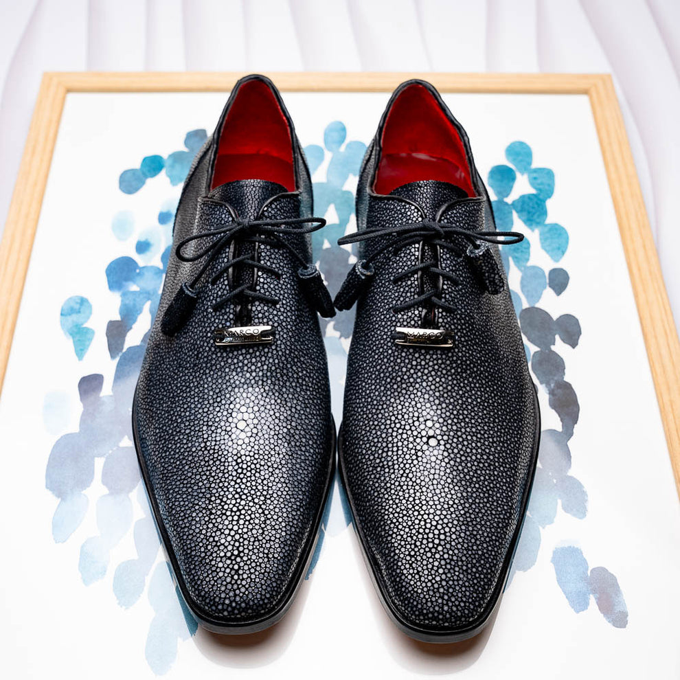 Marco Di Milano Criss Black Stingray Oxford Dress Shoes - Dudes Boutique