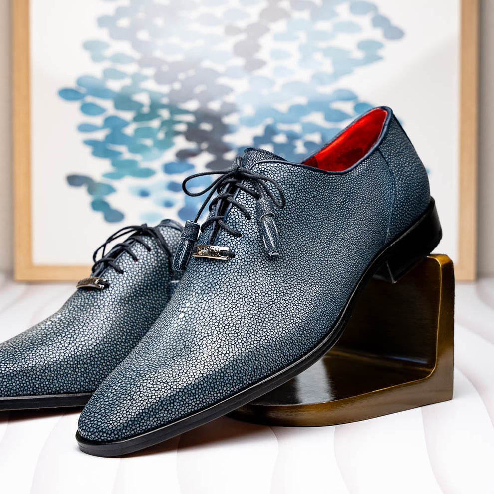 Marco Di Milano Criss Navy Stingray Oxford Dress Shoes - Dudes Boutique