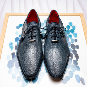 Marco Di Milano Criss Navy Stingray Oxford Dress Shoes - Dudes Boutique